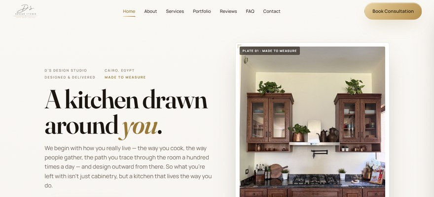 D’s Design Studio homepage — A kitchen drawn around you
